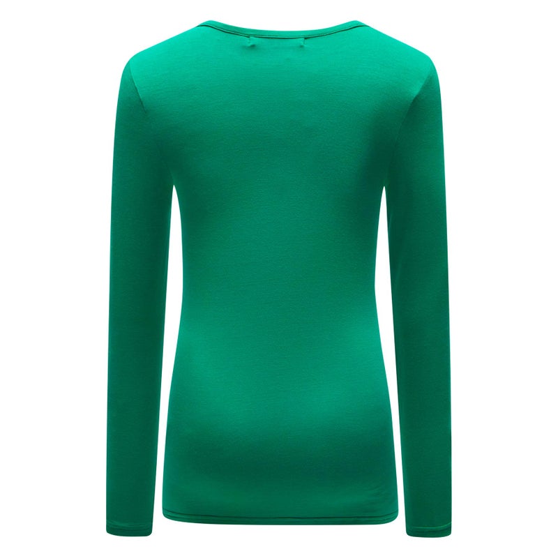 OThread & Co. Women's Long Sleeve T-Shirt Scoop Neck Basic Layer Stretchy Shirts (XX-Large, Green) - Image 4